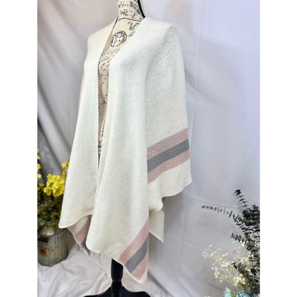 Steve Madden Kimono Shawl Wrap with Pastel Pink/Purple Stripes XL - Picture 1 of 8